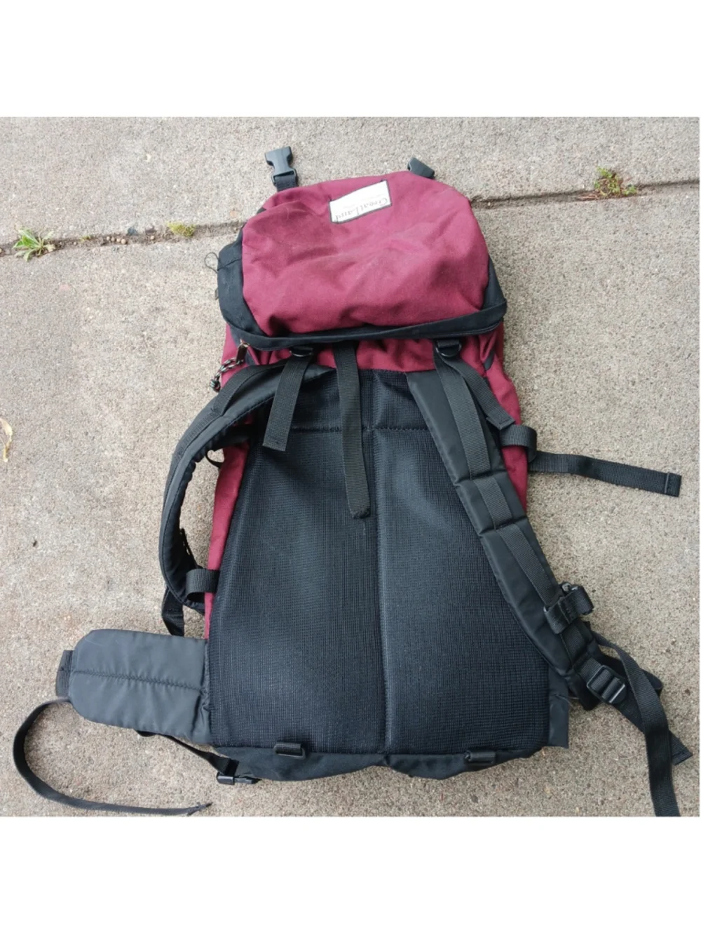 Vintage Greatland Outdoor Maroon Hiking Backpack Waist Strap